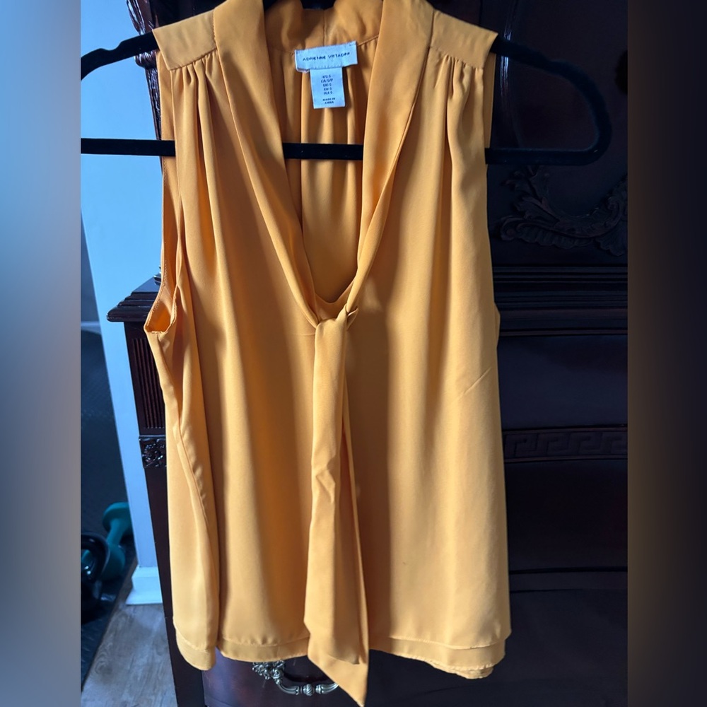 Mustard Sleeveless Tie neck Top